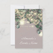 スウィート16 グリーン ブライダル ラスティック ゴールド アイボリー グリーン 招待状 (裏面)