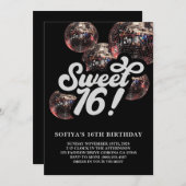 スウィート16 グルービー ディスコボール バースデー インビテーション (正面/裏面)