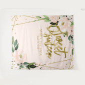 スウィート16 ゴールドホイル ブッシュピンク フラワーバックドロップ タペストリー (正面(横))