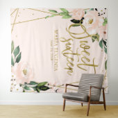 スウィート16 ゴールドホイル ブッシュピンク フラワー 背景 タペストリー (インサイチュ(横))