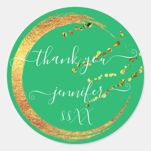 スウィート16 サンクスデート ブライダル グリーン ゴールド ハニー ラウンドシール (正面)