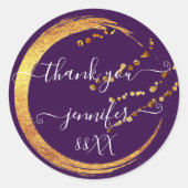 スウィート16 サンクスデート ブライダル パープル ゴールド ハニー ラウンドシール (正面)