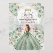 スウィート16 サージュグリーン プリンセス フラワーパレス 招待状 (正面/裏面)