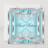 スウィート16 シックスティーン ティール ブルー シルバー ダイヤモンド パーティー 2I 招待状 (正面)