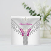 スウィート16 シックスティーン ピンク 白 バタフライ 招待状 (スタンド正面)