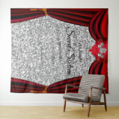 スウィート16 シルバー ローズ レッド カーテン シルバー グリッター タペストリー (インサイチュ(横))