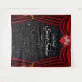 スウィート16 シルバー ローズ レッド カーテン ブラック グリッター タペストリー (正面(横))