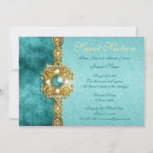 「スウィート16」ターコイズゴールド 16歳の誕生日 招待状 (裏面)