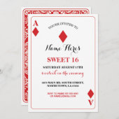 スウィート16 ダイヤモンド プレイイングカード ベガス 誕生日 エース 招待状 (正面/裏面)