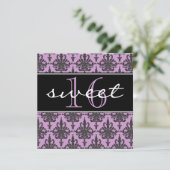 スウィート16 ダマスク 誕生日パーティー招待状 招待状 (スタンド正面)