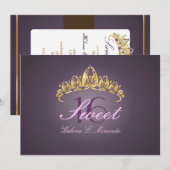 スウィート16/ティアラ/アメシストの招待状 招待状 (正面/裏面)