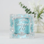 スウィート16 ティールブルー シルバー ティアラ ウィンター ワンダーランド 招待状 (スタンド正面)