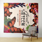 スウィート16 バタフライ フラワーフォトバックドロップ タペストリー (インサイチュ(横))