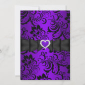 スウィート16 バースデーパーティー パープルハート ダマスク 招待状 (裏面)