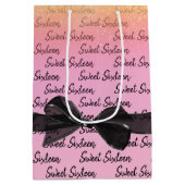 スウィート16 バースデーボウ グリッター付き ミディアムペーパーバッグ (裏面)