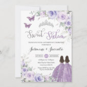 スウィート16 バースデー パープル ライラック フローラル プリンセス 招待状 (正面)