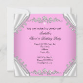 スウィート16 バースデー プリンセス ピンク ダイヤモンド ティアラ 2 招待状 (裏面)