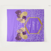 スウィート16 パープルグリッター & グリッター パーティー風船 タペストリー (正面(横))