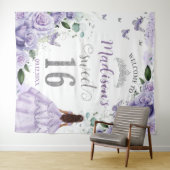 スウィート16 パープルローズ フラワープリンセス ウェルカム タペストリー (インサイチュ(横))