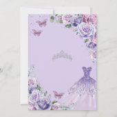 スウィート16 パープル フラワープリント 16歳の誕生日ドレス 招待状 (裏面)