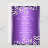 スウィート16 パープル ボウ & スパークル ダイヤモンド 招待状 (裏面)