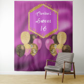 スウィート16 ピンク グリッター & グリッター パーティー風船 タペストリー (インサイチュ)