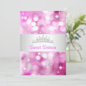 スウィート16 ピンク バブル シルバー ジュエル ティアラ パーティー 18 招待状 (スタンド正面)