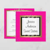 スウィート16 ピンク ブラック ホワイト ゴールド スポット ジュエル 招待状 (正面/裏面)