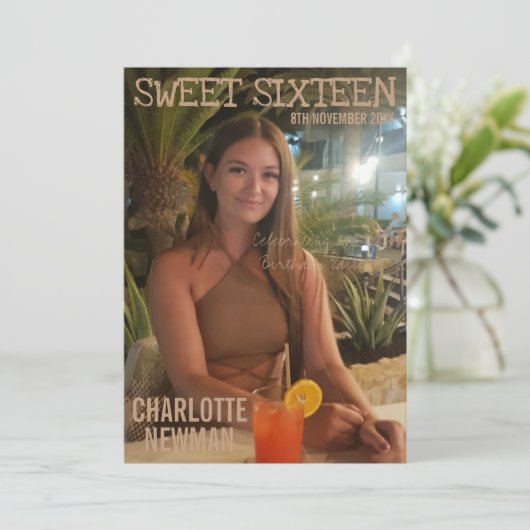 スウィート16 フォトマガジン 誕生日 招待状 (スタンド正面)