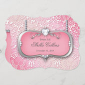 スウィート16 フラワー ダマスク 誕生日パーティー キンセアニエラ 招待状 (正面/裏面)