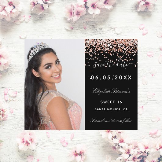 スウィート16 ブラックローズ フォト 予算 保存 おめでとう チラシ