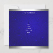 スウィート16 ブルー シルバー フラワーラブ バースデーパーティー 招待状 (裏面)