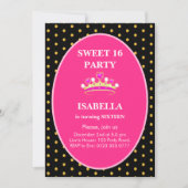 スウィート16 プリンセス クラウン バースデー パーティー 招待状 (正面)