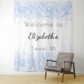 スウィート16 ベイビーブルー ホワイト グリッターダスト ウェルカム タペストリー (インサイチュ)