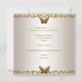 スウィート16 ホワイト クリーム ゴールド パール バタフライ ジュエル 招待状 (裏面)