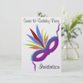 スウィート16 マスカレードボール パープルパーティマスク 招待状 (スタンド正面)