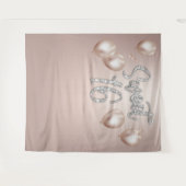 スウィート16 モダン シルバー タイポグラフィー ローズゴールド タペストリー (正面(横))