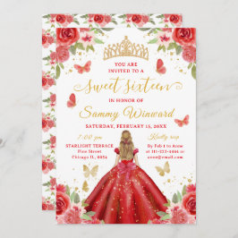 スウィート16 レッドプリンセス ブロンドガール 招待状