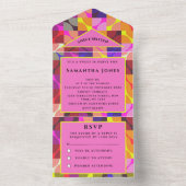 スウィート16 レトロ ビンテージ 1980 ガーリー プレtty 全て オールインワン招待状 (内側)