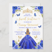 スウィート16 ロイヤルブルー プリンセス ブロンドガール 招待状 (正面)