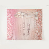 スウィート16 ローズゴールド ピンク グリッター バレエシューズ タペストリー (正面(横))