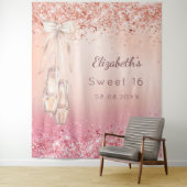 スウィート16 ローズゴールド ピンク グリッター バレエシューズ タペストリー (インサイチュ)