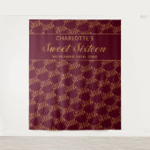 スウィート16 ワインレッドとゴールドの誕生日パーティー 背景 タペストリー (正面)