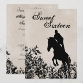 スウィート16 ヴィンテージ 馬の飛躍 バースデー インビテーション (正面/裏面)