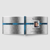 スウィート16、写真、ターコイズのサテン、スパークル、宝石 ゲストブック (全面)