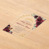 スウィート16 15キンセアニェラブルゴーニュフローラ金ゴールドアーチ アクリル招待状 (レイダウン)