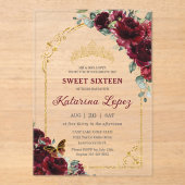 スウィート16 15キンセアニェラブルゴーニュフローラ金ゴールドアーチ アクリル招待状 (正面)