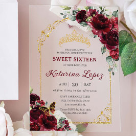 スウィート16 15キンセアニェラブルゴーニュフローラ金ゴールドアーチ アクリル招待状