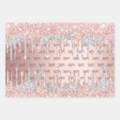 スウィート16 16バラ金ゴールドグリッターはピンクシルバーを乾燥 ラッピングペーパーシート (正面3)