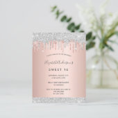 スウィート16 16歳のパーティー シルバー グリッター ピンク ローズゴールド ポストカード (スタンド正面)